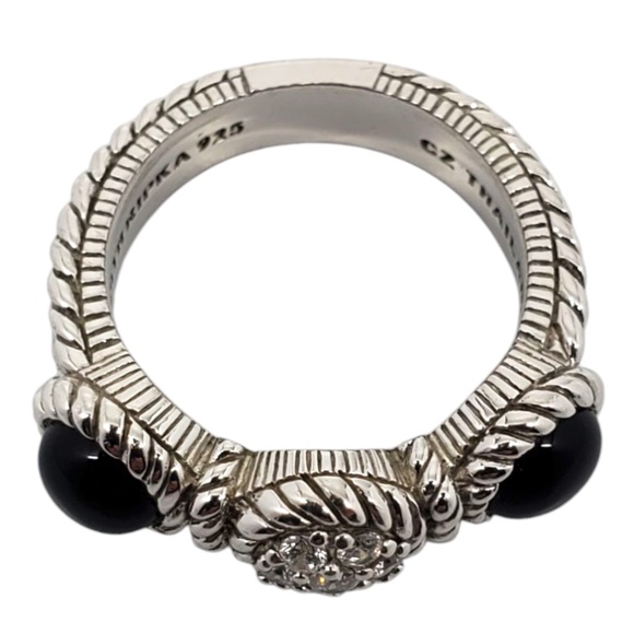 Judith Ripka Sterling Silver Onyx and CZ Ring Size 7 #21032 - Picture 8 of 11